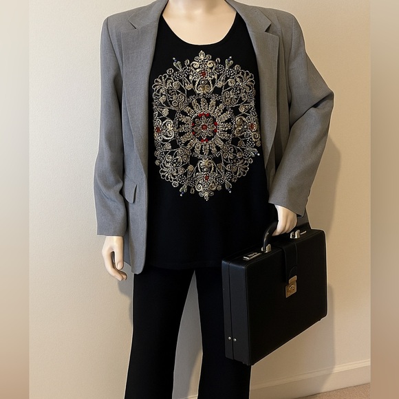 Michael Simon Silk Blend HOLIDAT sweater Pullover Gorgeous Party Bling SZ XL - Picture 2 of 6